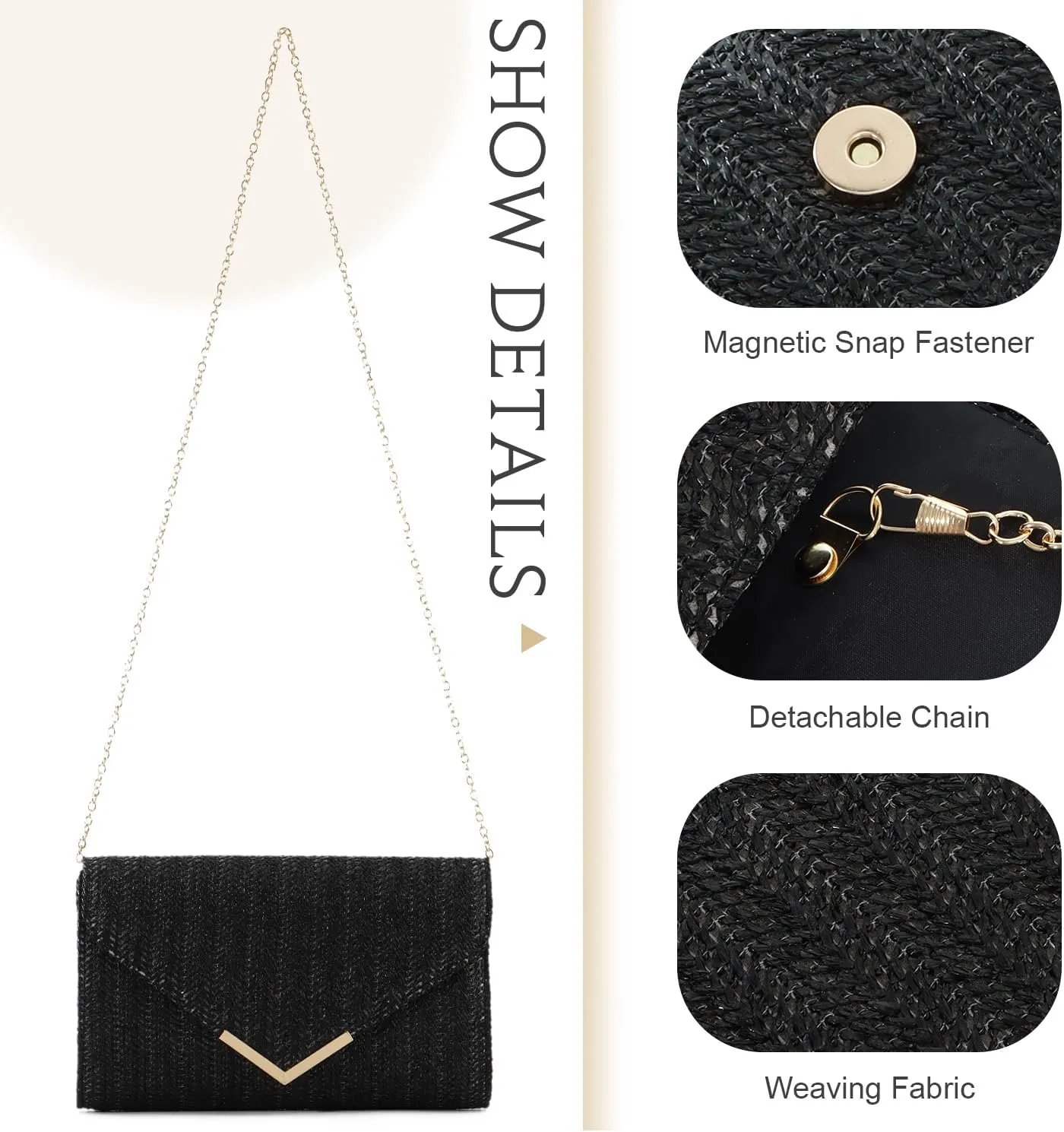 Women Straw Clutch Purse Summer Evening Bag Rattan Clutch Woven Beach Handbag Wedding Travel Party Clutch