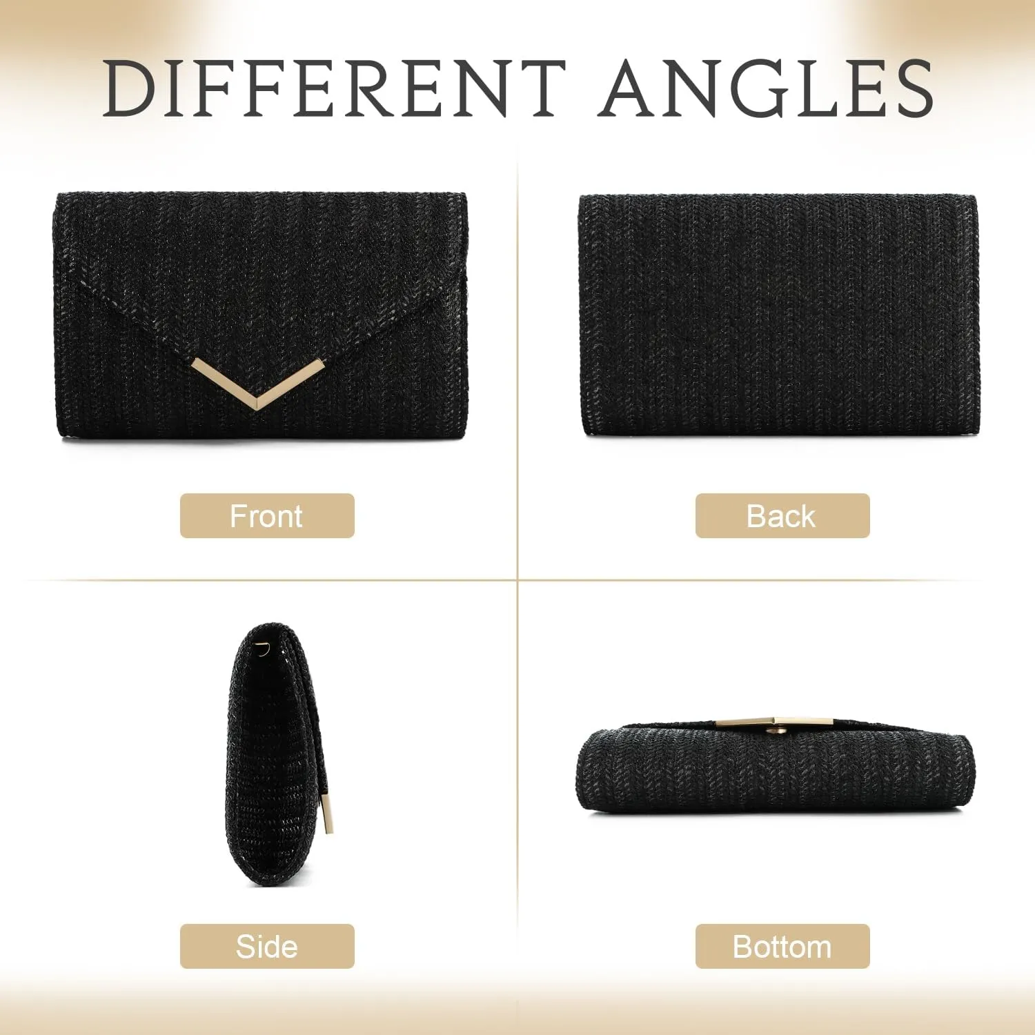 Women Straw Clutch Purse Summer Evening Bag Rattan Clutch Woven Beach Handbag Wedding Travel Party Clutch