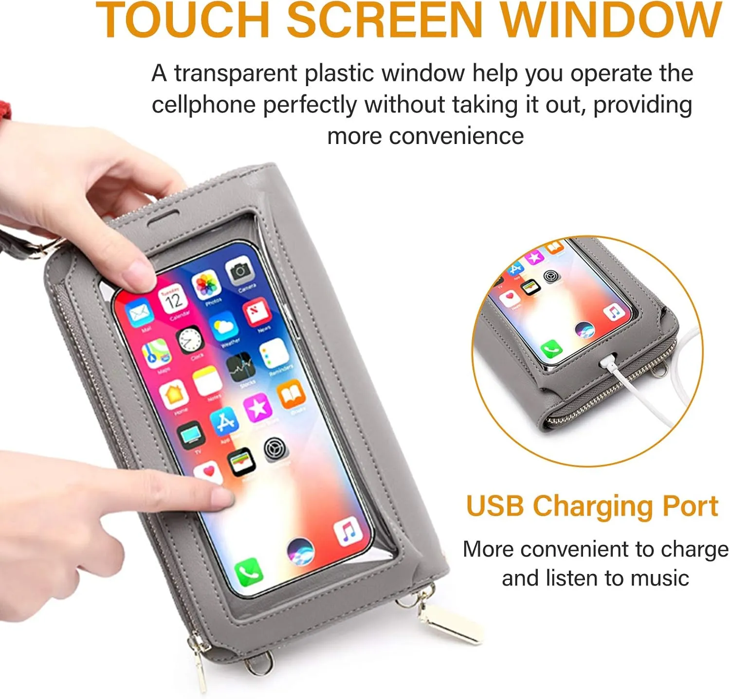 Women Touch Screen Purse Small Crossbody Phone Bag RFID Protection Wristlet Cell Phone Wallet