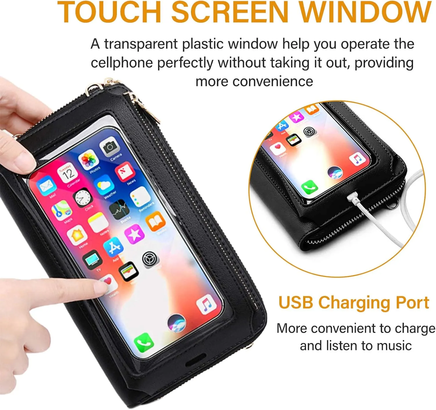 Women Touch Screen Purse Small Crossbody Phone Bag RFID Protection Wristlet Cell Phone Wallet