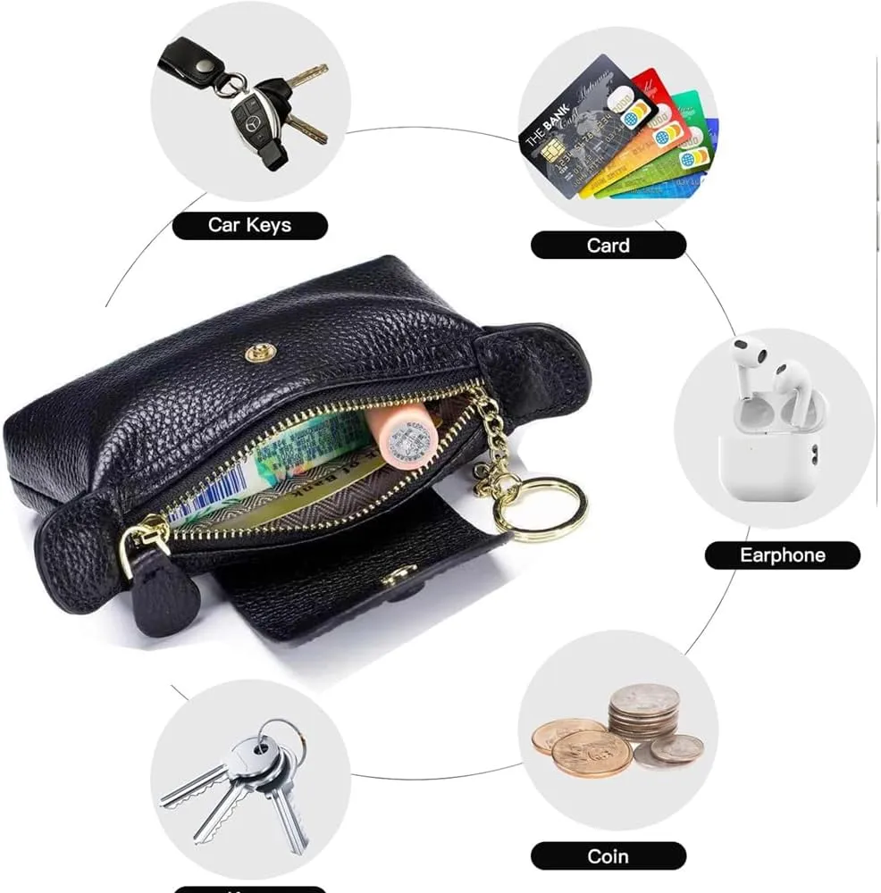 Women's Coin Purse with KeyChain, LongChamp Mini Bag with Zipper - Wristlet Wallets for Men & Women