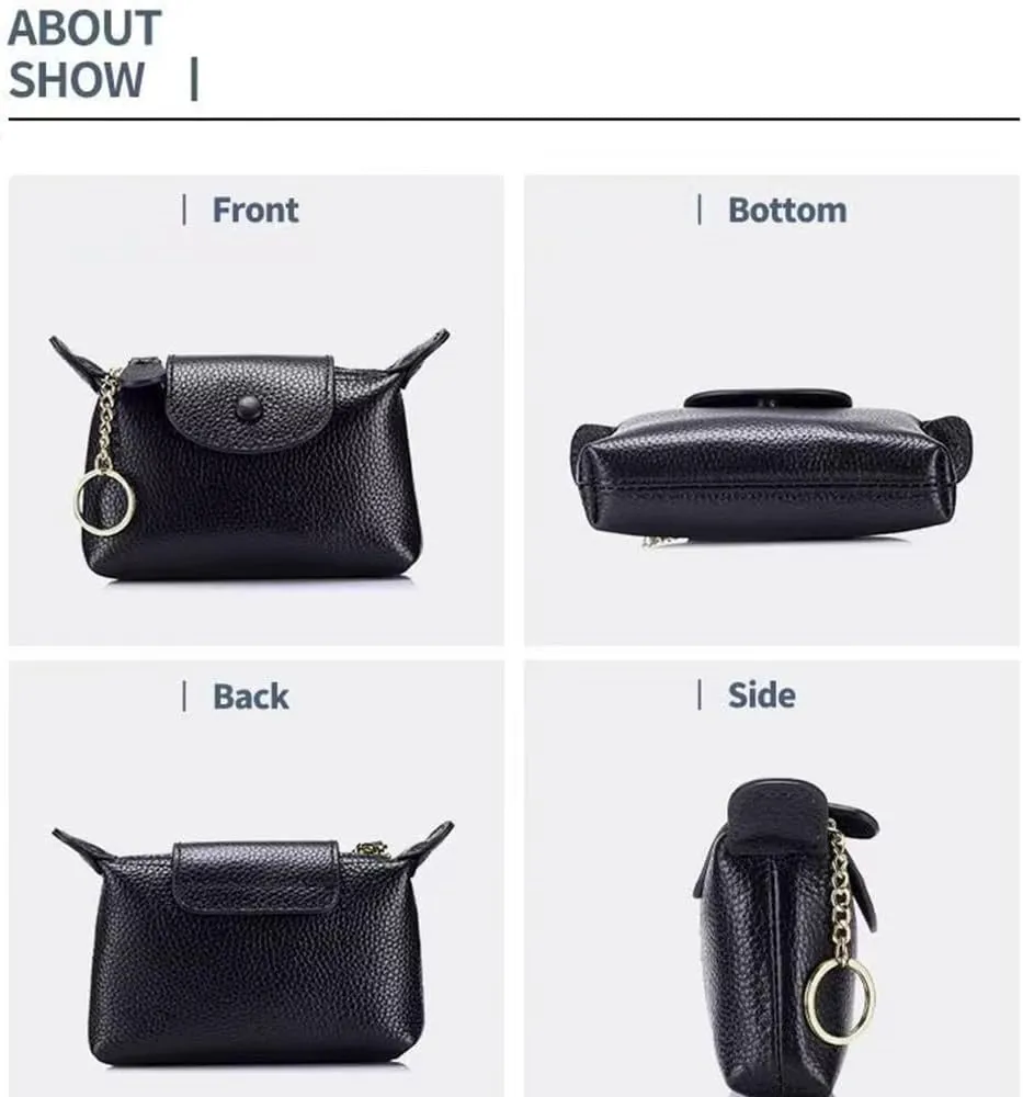 Women's Coin Purse with KeyChain, LongChamp Mini Bag with Zipper - Wristlet Wallets for Men & Women