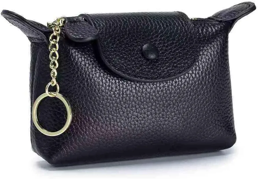 Women's Coin Purse with KeyChain, LongChamp Mini Bag with Zipper - Wristlet Wallets for Men & Women