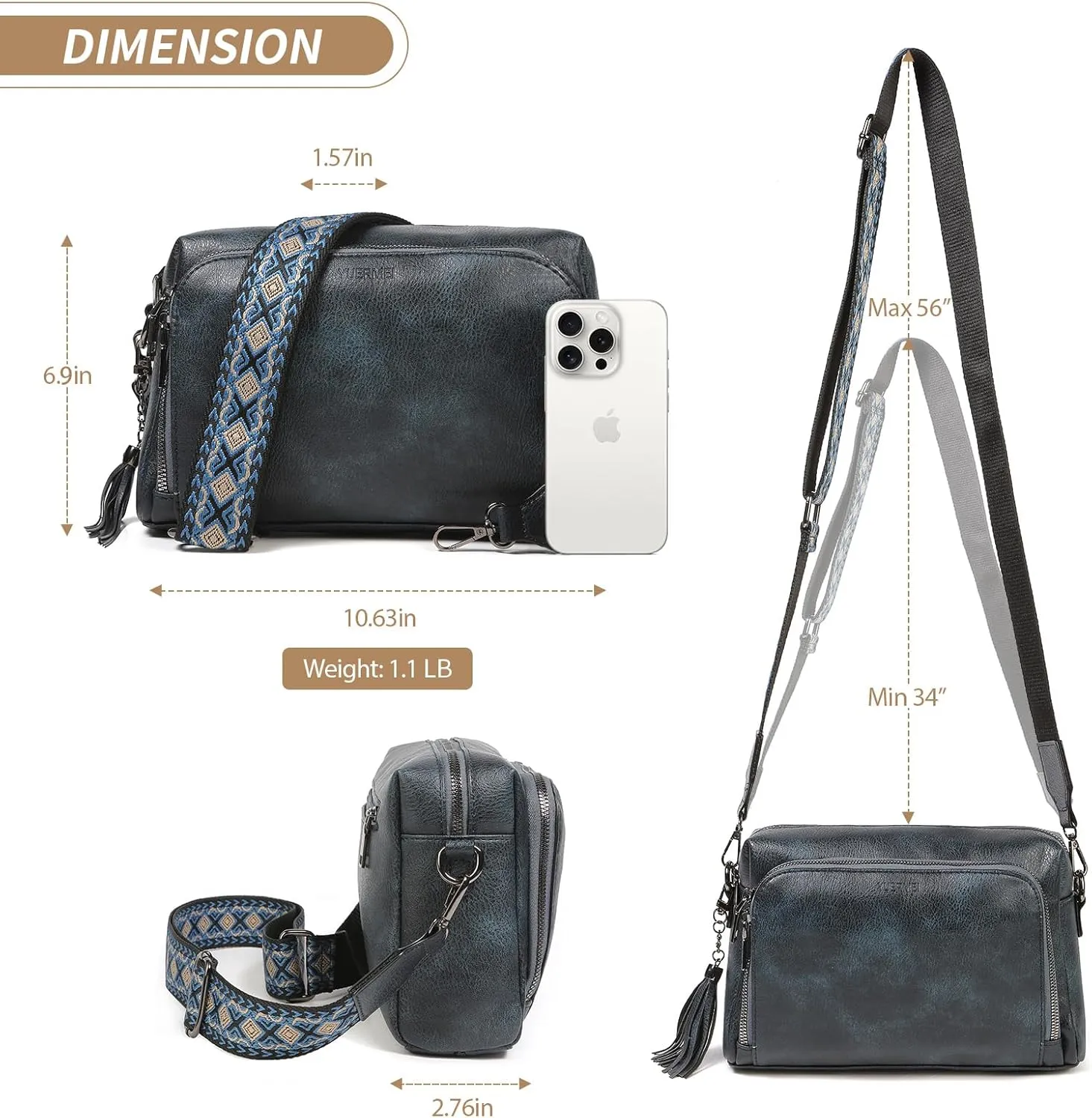 Womens Crossbody Purses,Vegan Leather Medium Cross Body Purses Bag for women,Crossbody Messenger Bag Built in Wallet