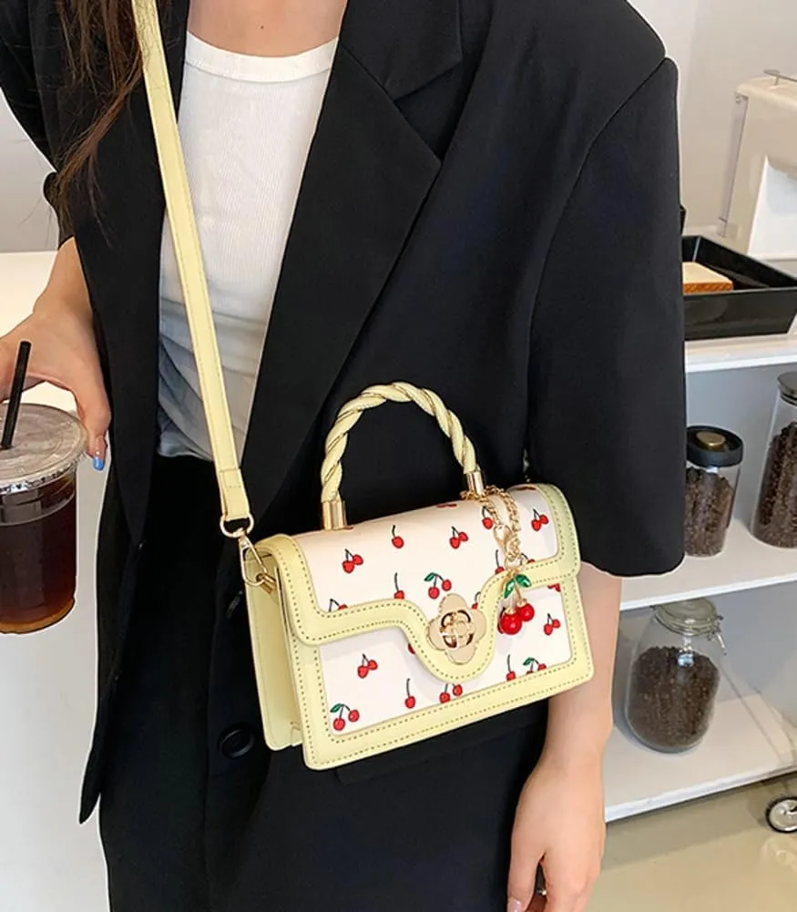 Womens Cute Cherry Vegan Leather Shoulder Crossbody Bag Fashion Purse Small Totes Y2k Handbag Satchel Clutch Gifts