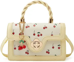 Womens Cute Cherry Vegan Leather Shoulder Crossbody Bag Fashion Purse Small Totes Y2k Handbag Satchel Clutch Gifts