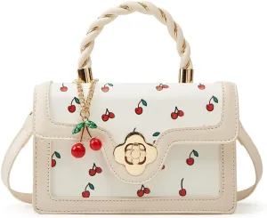 Womens Cute Cherry Vegan Leather Shoulder Crossbody Bag Fashion Purse Small Totes Y2k Handbag Satchel Clutch Gifts
