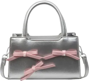 Women's Fashion Shoulder Crossbody Bag PU Leather Small Handbag Totes Cute Purse Y2k Satchel with Bow