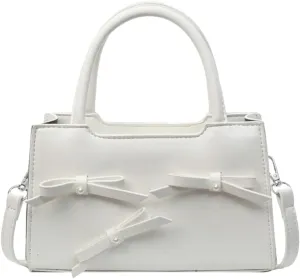 Women's Fashion Shoulder Crossbody Bag PU Leather Small Handbag Totes Cute Purse Y2k Satchel with Bow
