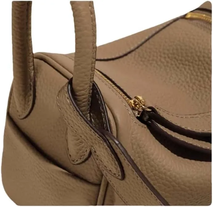 Women's Genuine Leather Crossbody Bag, Square Design with Fixed Shoulder Strap, Daily Use Handbag, 7.5x4x5 Inches