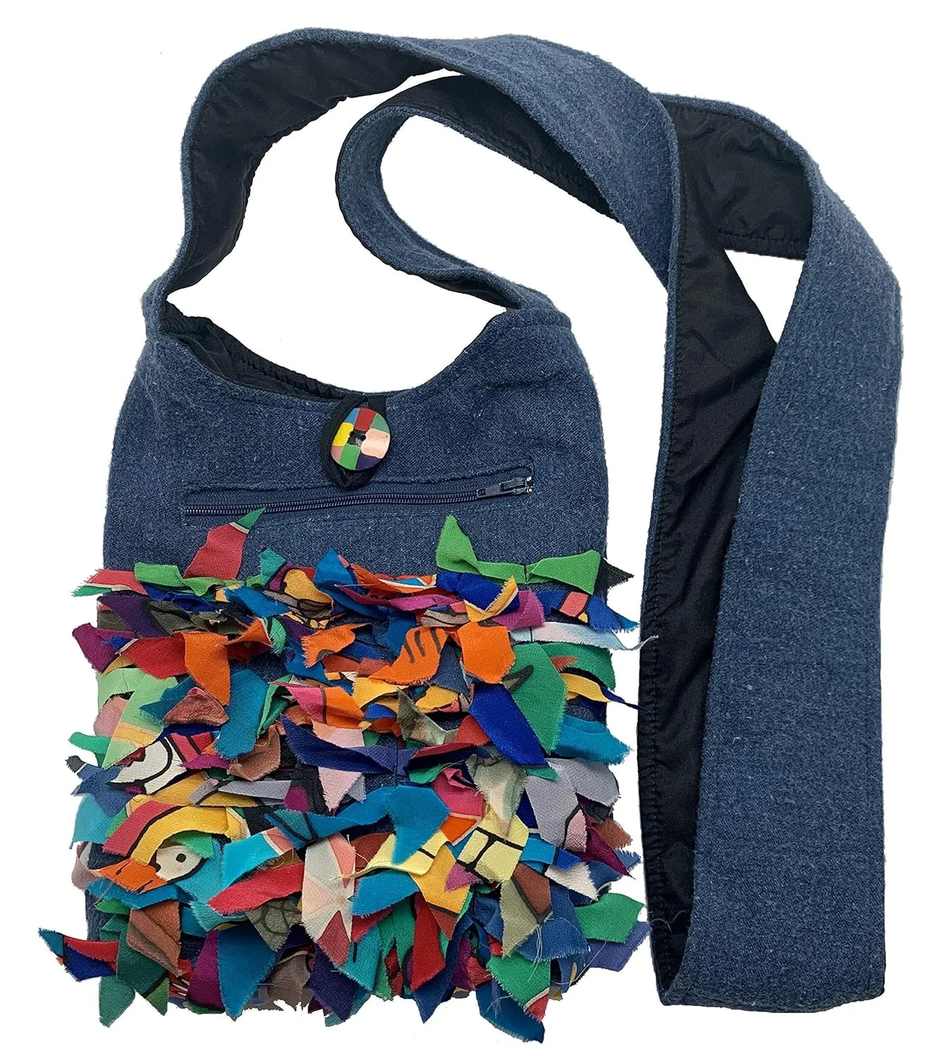 Women's Handmade Silk Denim Cross Body Small Messenger bag with Recycled Hand Painted Silk Fabrics – LRW DESIGNS