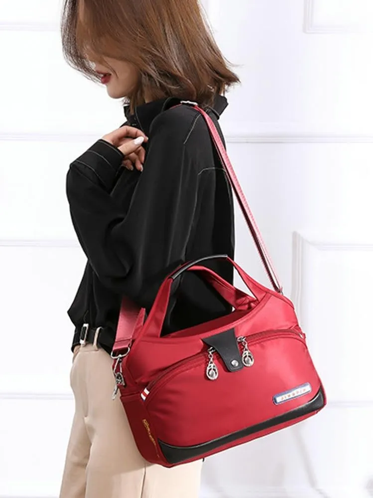 Women's Nylon Handbag Casual Shoulder Crossbody Bag Small Totes Lightweight Multi Pocket Purse for Travel