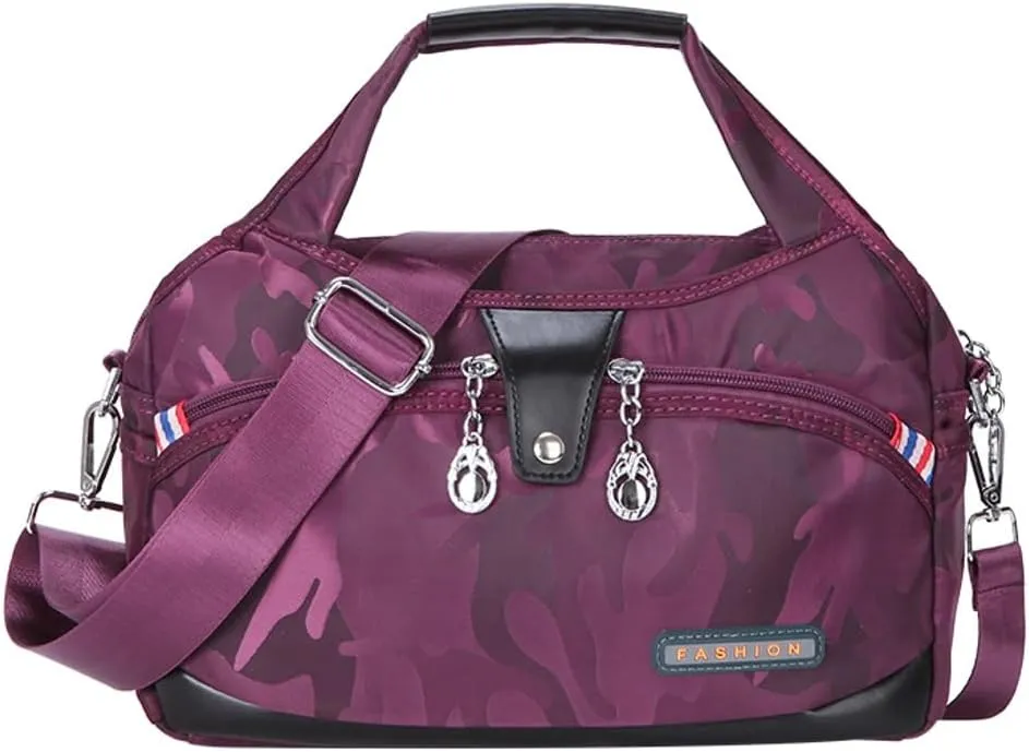 Women's Nylon Handbag Casual Shoulder Crossbody Bag Small Totes Lightweight Multi Pocket Purse for Travel