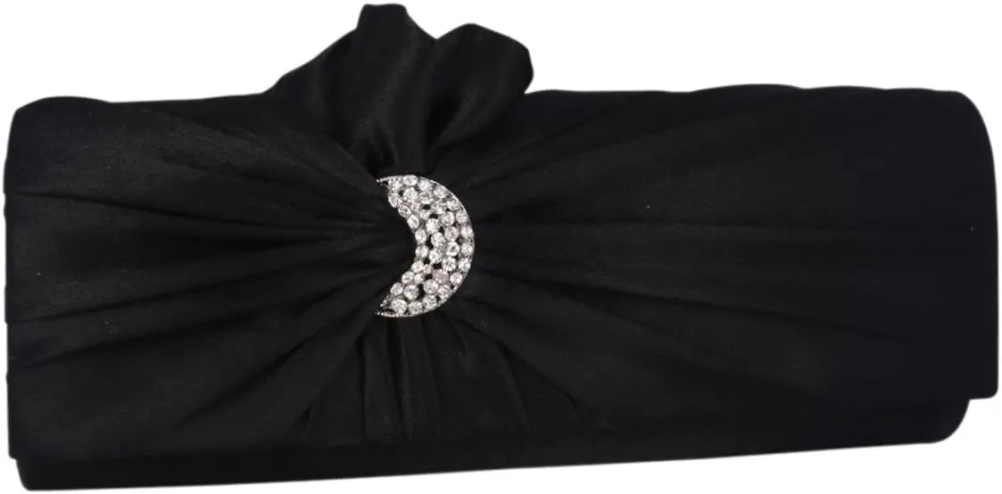 Womens Pleated Flower Clutch Bag Satin Retro Evening Bags