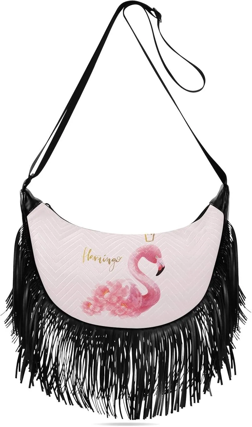 Women's PU Leather Chain Cross Body Bag, Shoulder Handbag Purse with Tassel for Ladies