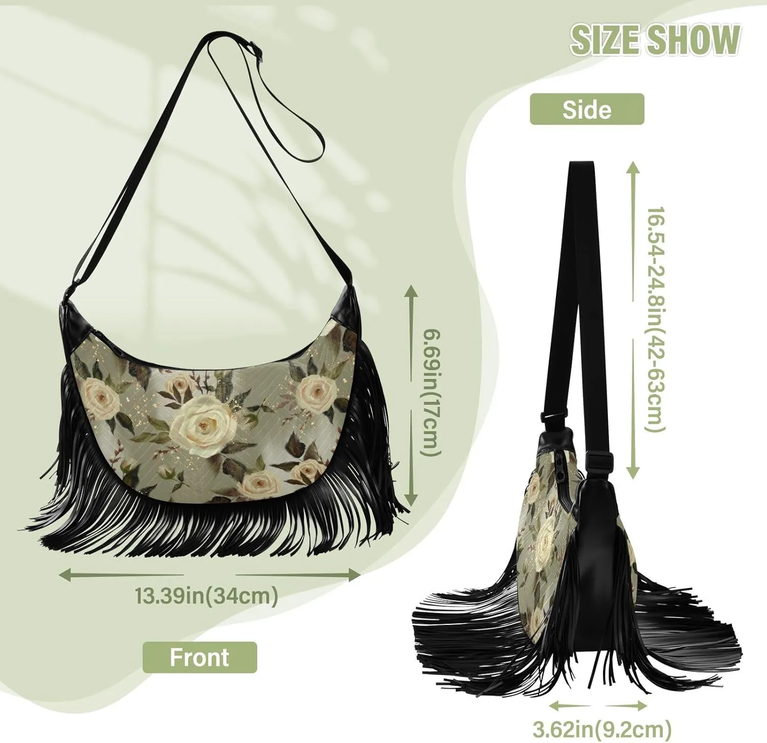 Women's PU Leather Chain Cross Body Bag, Shoulder Handbag Purse with Tassel for Ladies