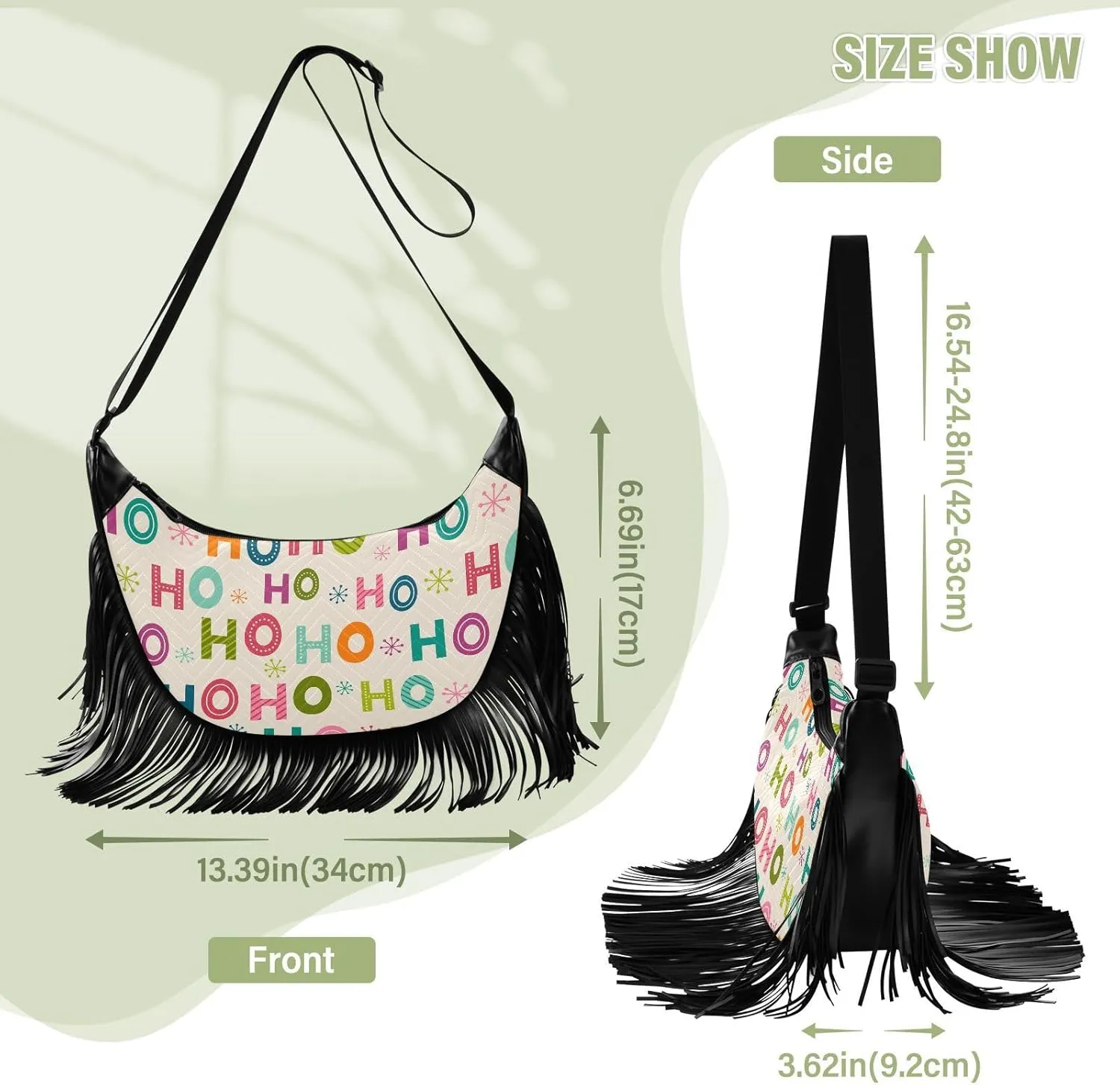 Women's PU Leather Chain Cross Body Bag, Shoulder Handbag Purse with Tassel for Ladies