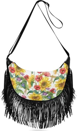 Women's PU Leather Chain Cross Body Bag, Shoulder Handbag Purse with Tassel for Ladies