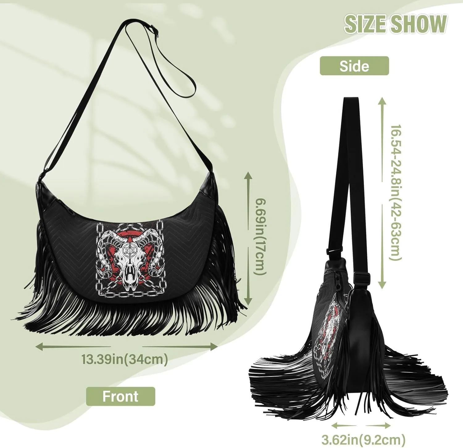 Women's PU Leather Chain Cross Body Bag, Shoulder Handbag Purse with Tassel for Ladies