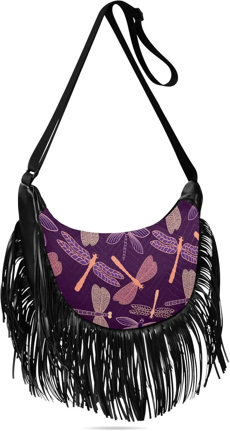 Women's PU Leather Chain Cross Body Bag, Shoulder Handbag Purse with Tassel for Ladies