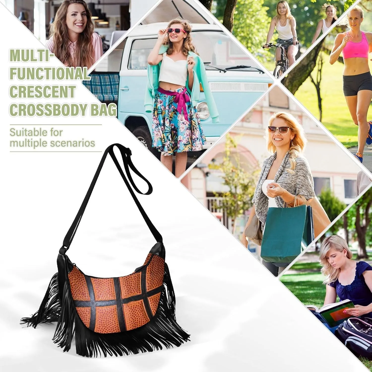Women's PU Leather Chain Cross Body Bag, Shoulder Handbag Purse with Tassel for Ladies