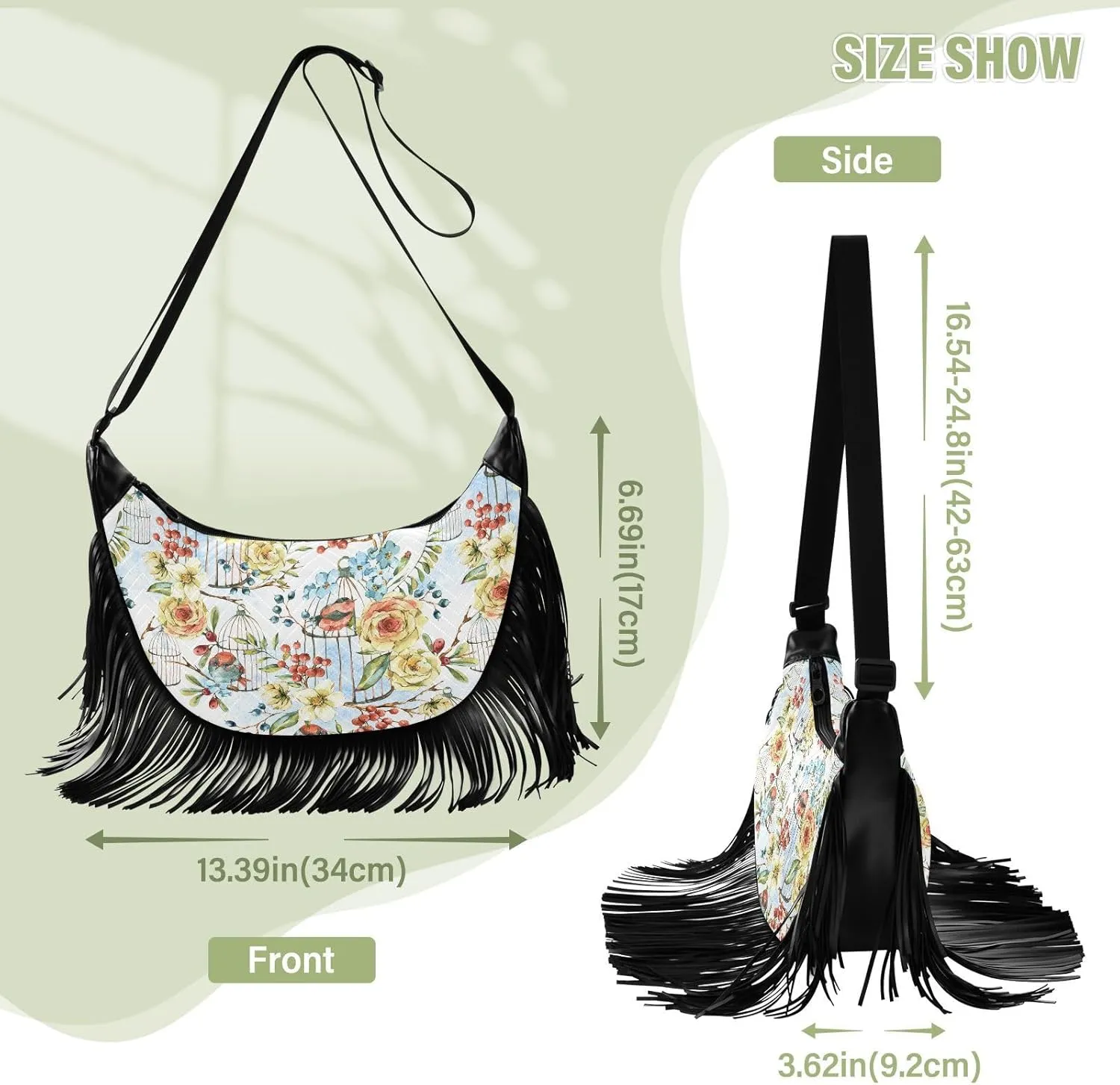 Women's PU Leather Chain Cross Body Bag, Shoulder Handbag Purse with Tassel for Ladies