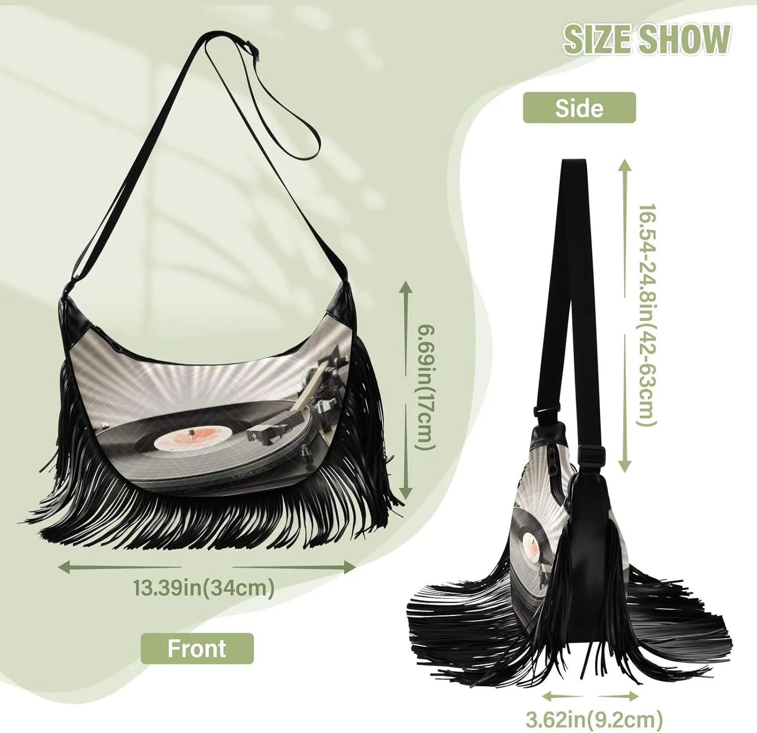 Women's PU Leather Chain Cross Body Bag, Shoulder Handbag Purse with Tassel for Ladies