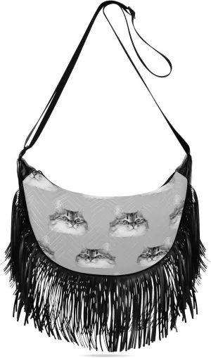 Women's PU Leather Chain Cross Body Bag, Shoulder Handbag Purse with Tassel for Ladies