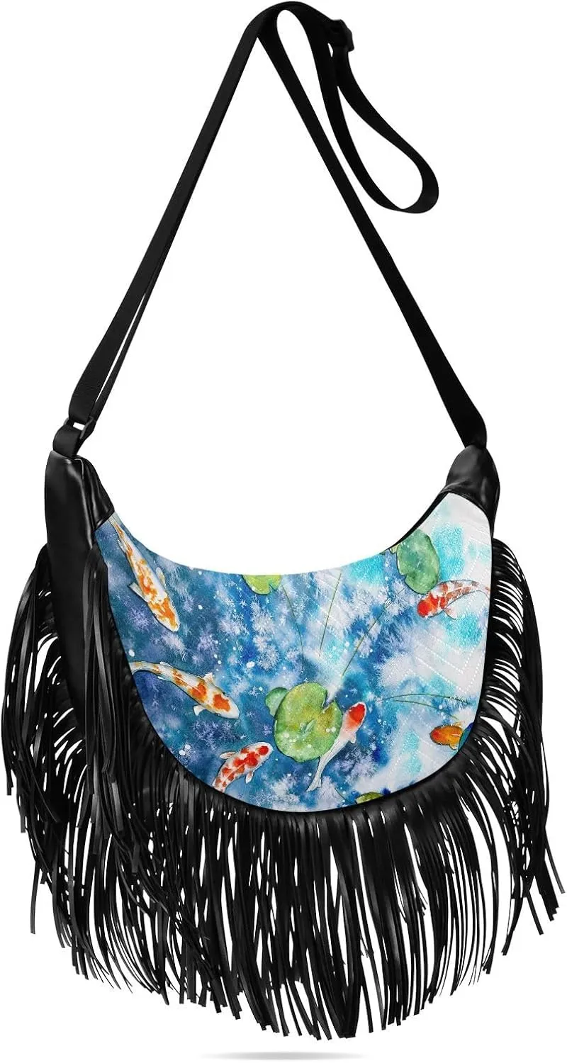 Women's PU Leather Chain Cross Body Bag, Shoulder Handbag Purse with Tassel for Ladies