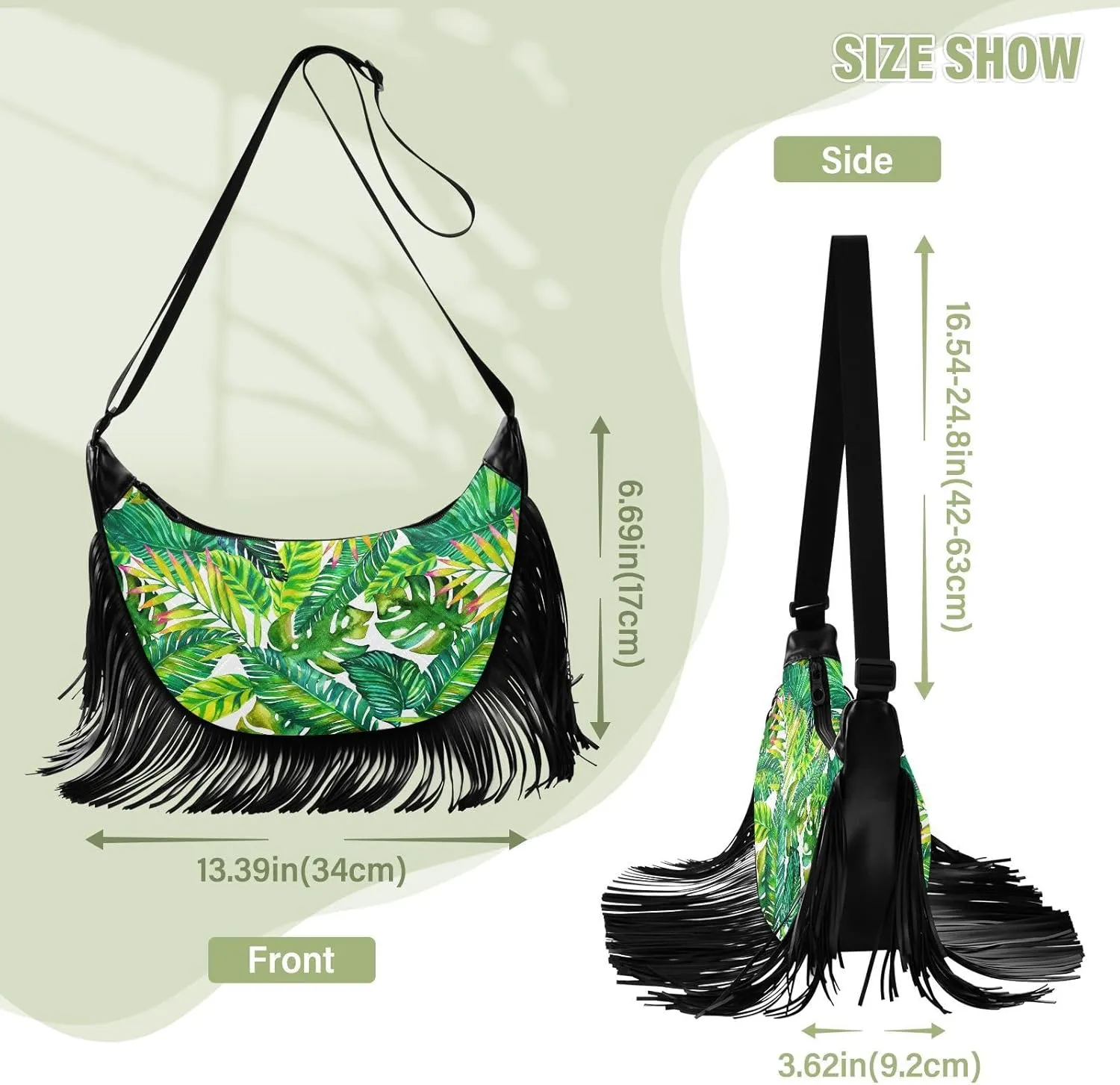 Women's PU Leather Chain Cross Body Bag, Shoulder Handbag Purse with Tassel for Ladies