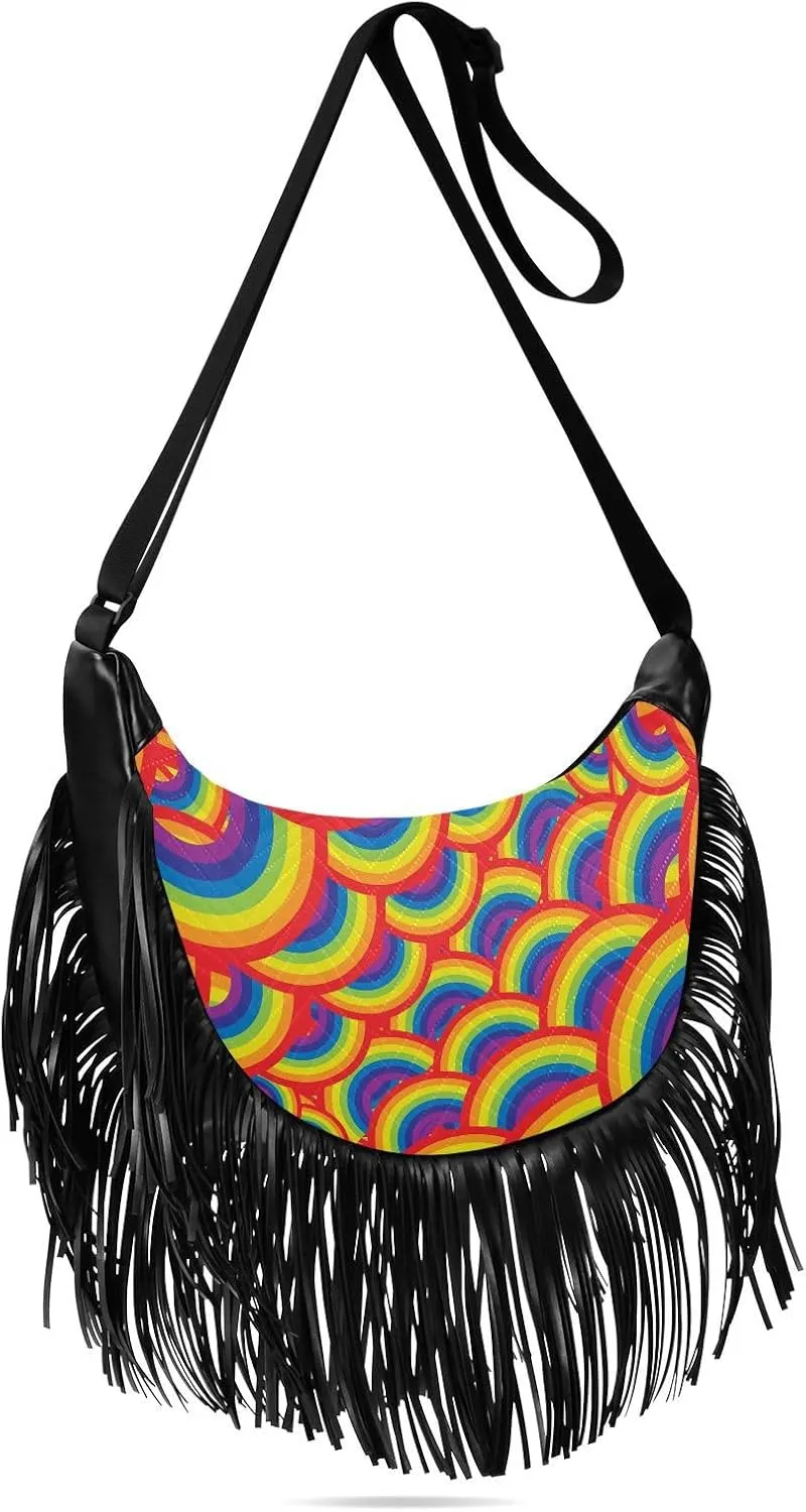Women's PU Leather Chain Cross Body Bag, Shoulder Handbag Purse with Tassel for Ladies