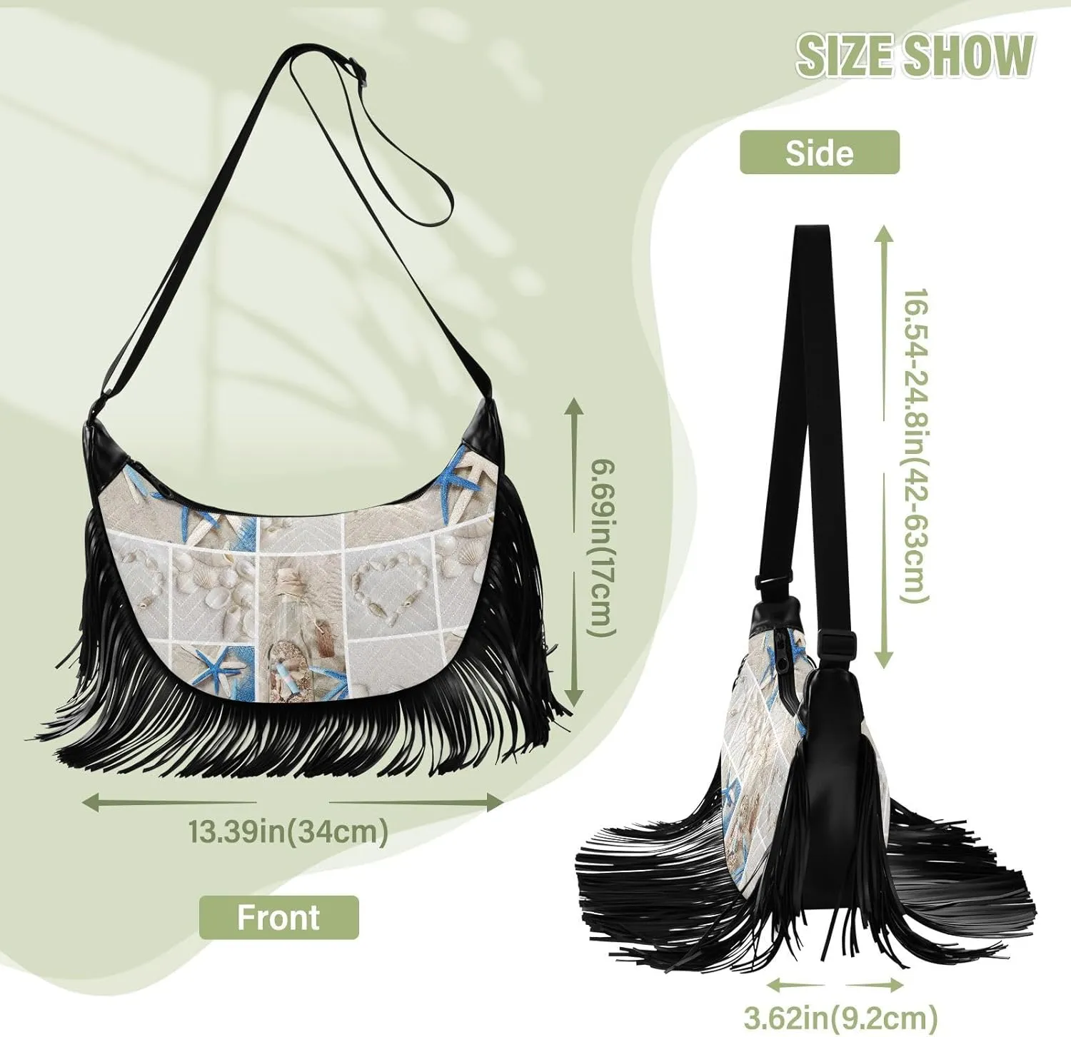 Women's PU Leather Chain Cross Body Bag, Shoulder Handbag Purse with Tassel for Ladies
