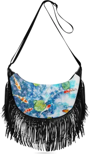 Women's PU Leather Chain Cross Body Bag, Shoulder Handbag Purse with Tassel for Ladies