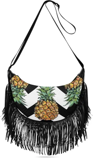 Women's PU Leather Chain Cross Body Bag, Shoulder Handbag Purse with Tassel for Ladies