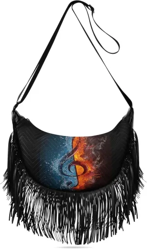 Women's PU Leather Chain Cross Body Bag, Shoulder Handbag Purse with Tassel for Ladies
