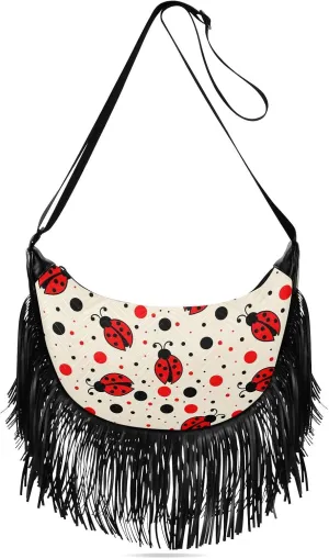 Women's PU Leather Chain Cross Body Bag, Shoulder Handbag Purse with Tassel for Ladies