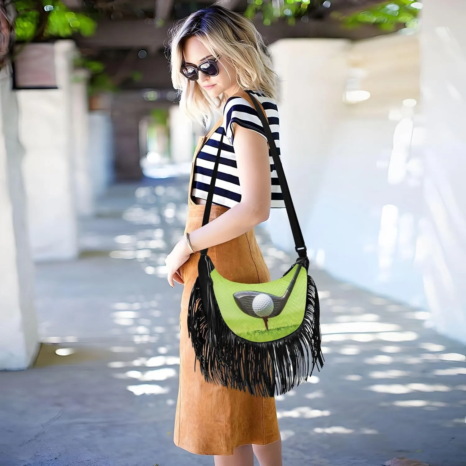 Women's PU Leather Chain Cross Body Bag, Shoulder Handbag Purse with Tassel for Ladies
