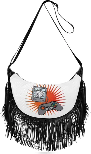 Women's PU Leather Chain Cross Body Bag, Shoulder Handbag Purse with Tassel for Ladies