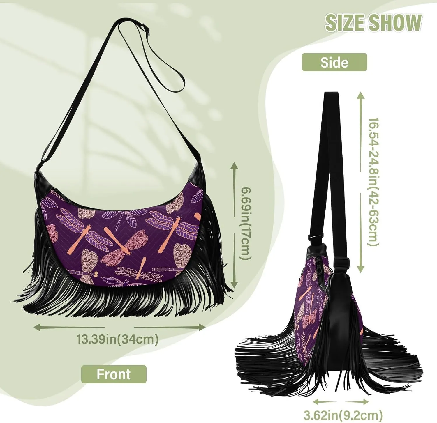 Women's PU Leather Chain Cross Body Bag, Shoulder Handbag Purse with Tassel for Ladies
