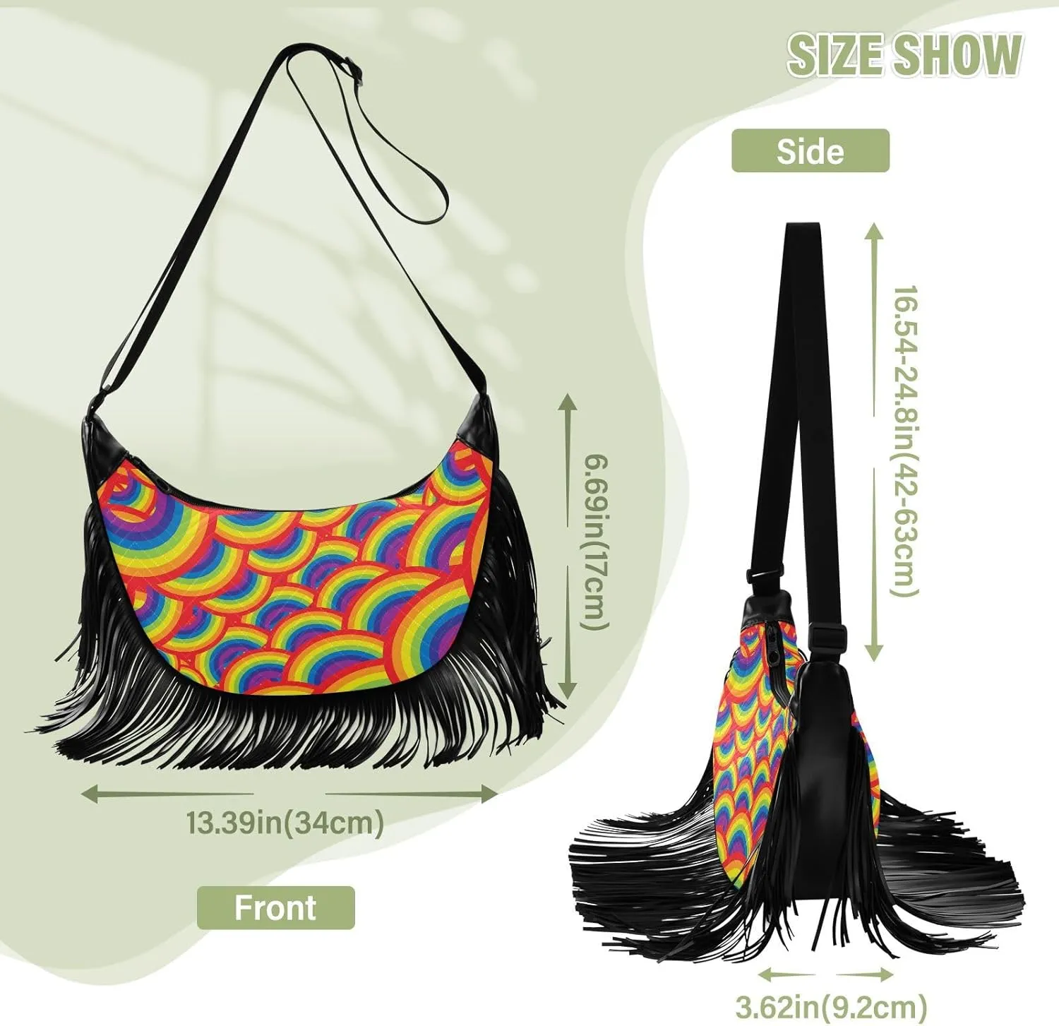 Women's PU Leather Chain Cross Body Bag, Shoulder Handbag Purse with Tassel for Ladies