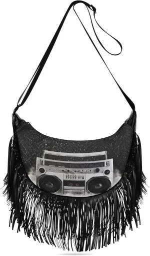 Women's PU Leather Chain Cross Body Bag, Shoulder Handbag Purse with Tassel for Ladies
