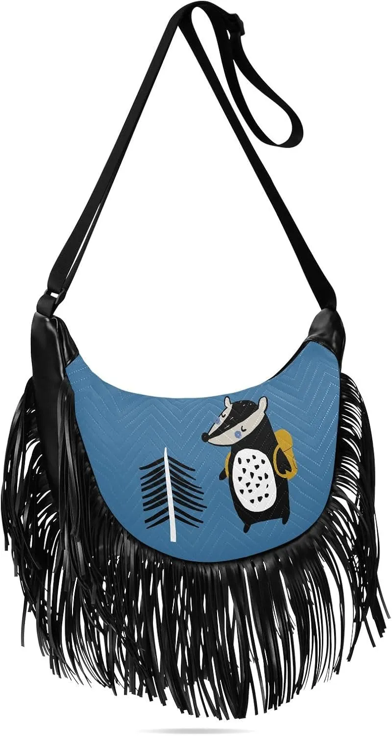 Women's PU Leather Chain Cross Body Bag, Shoulder Handbag Purse with Tassel for Ladies