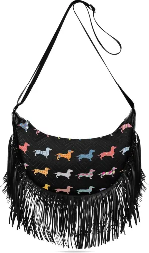 Women's PU Leather Chain Cross Body Bag, Shoulder Handbag Purse with Tassel for Ladies