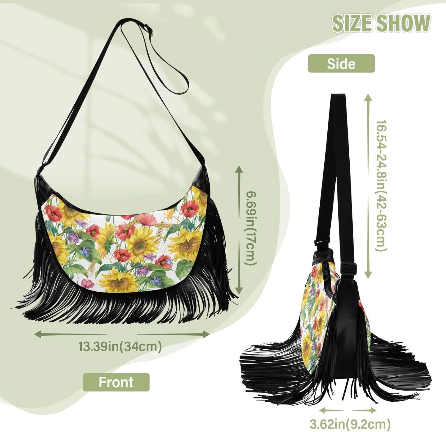 Women's PU Leather Chain Cross Body Bag, Shoulder Handbag Purse with Tassel for Ladies