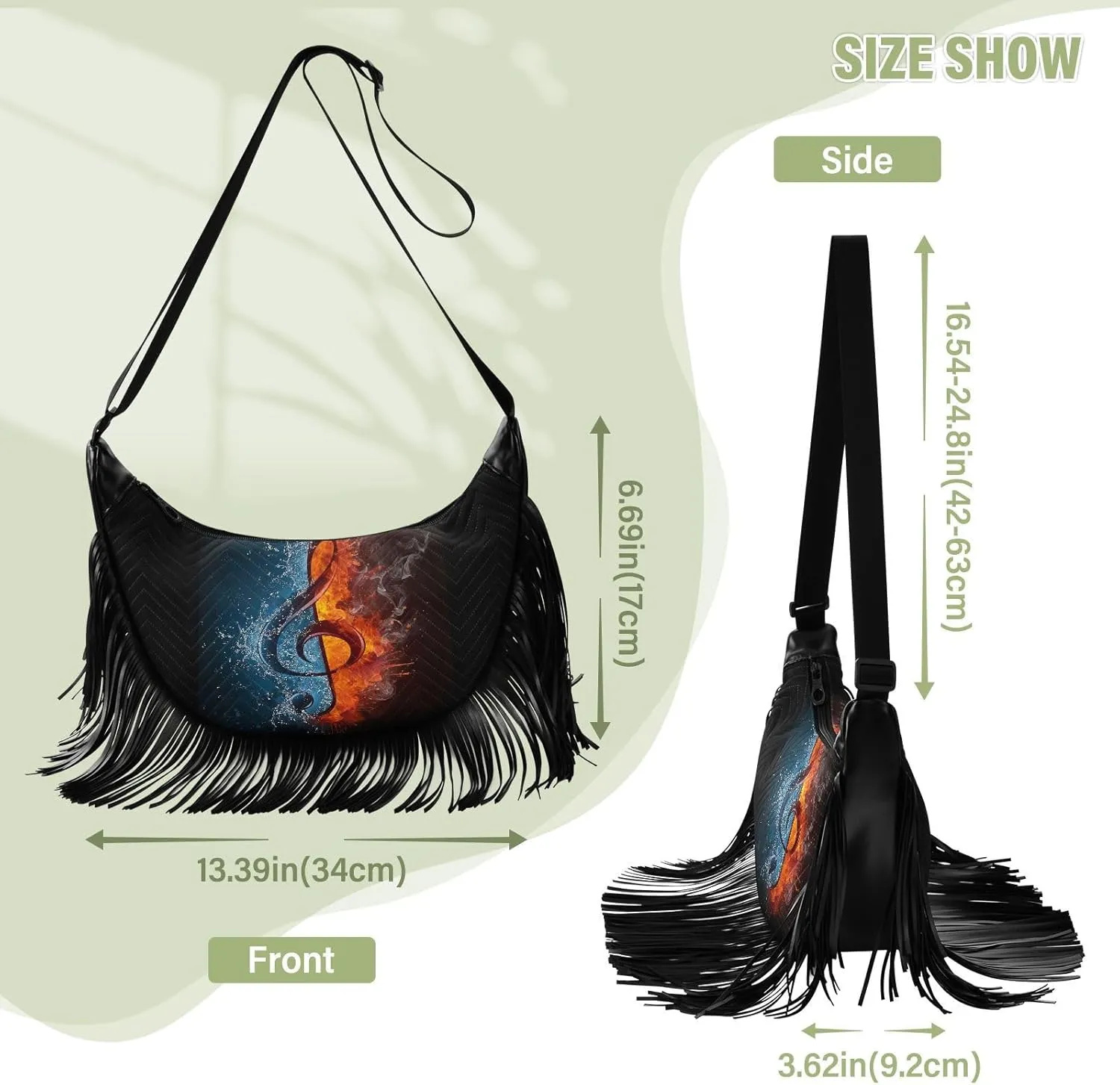 Women's PU Leather Chain Cross Body Bag, Shoulder Handbag Purse with Tassel for Ladies