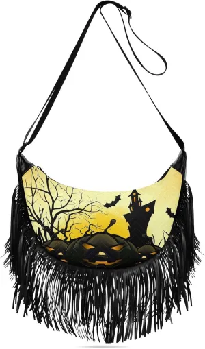 Women's PU Leather Chain Cross Body Bag, Shoulder Handbag Purse with Tassel for Ladies
