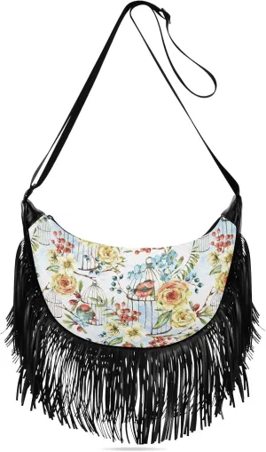 Women's PU Leather Chain Cross Body Bag, Shoulder Handbag Purse with Tassel for Ladies