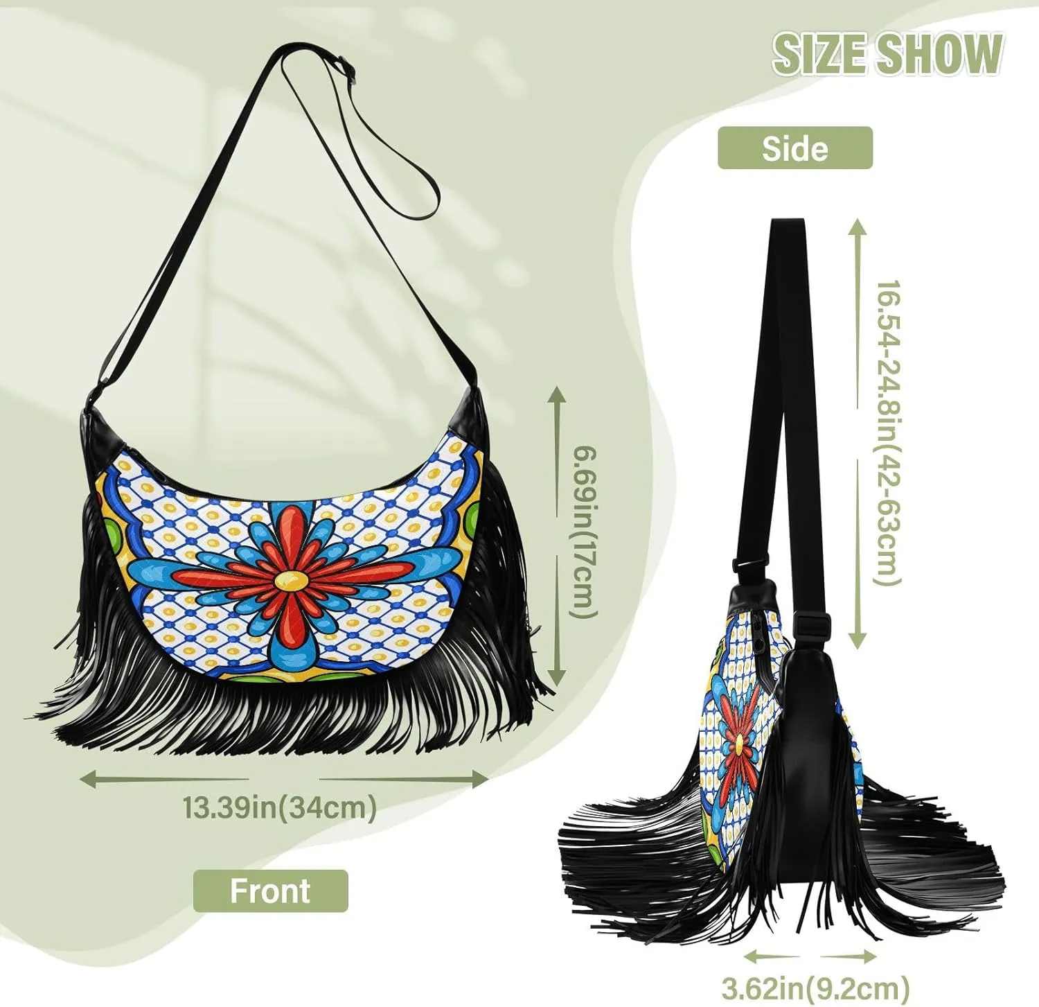 Women's PU Leather Chain Cross Body Bag, Shoulder Handbag Purse with Tassel for Ladies