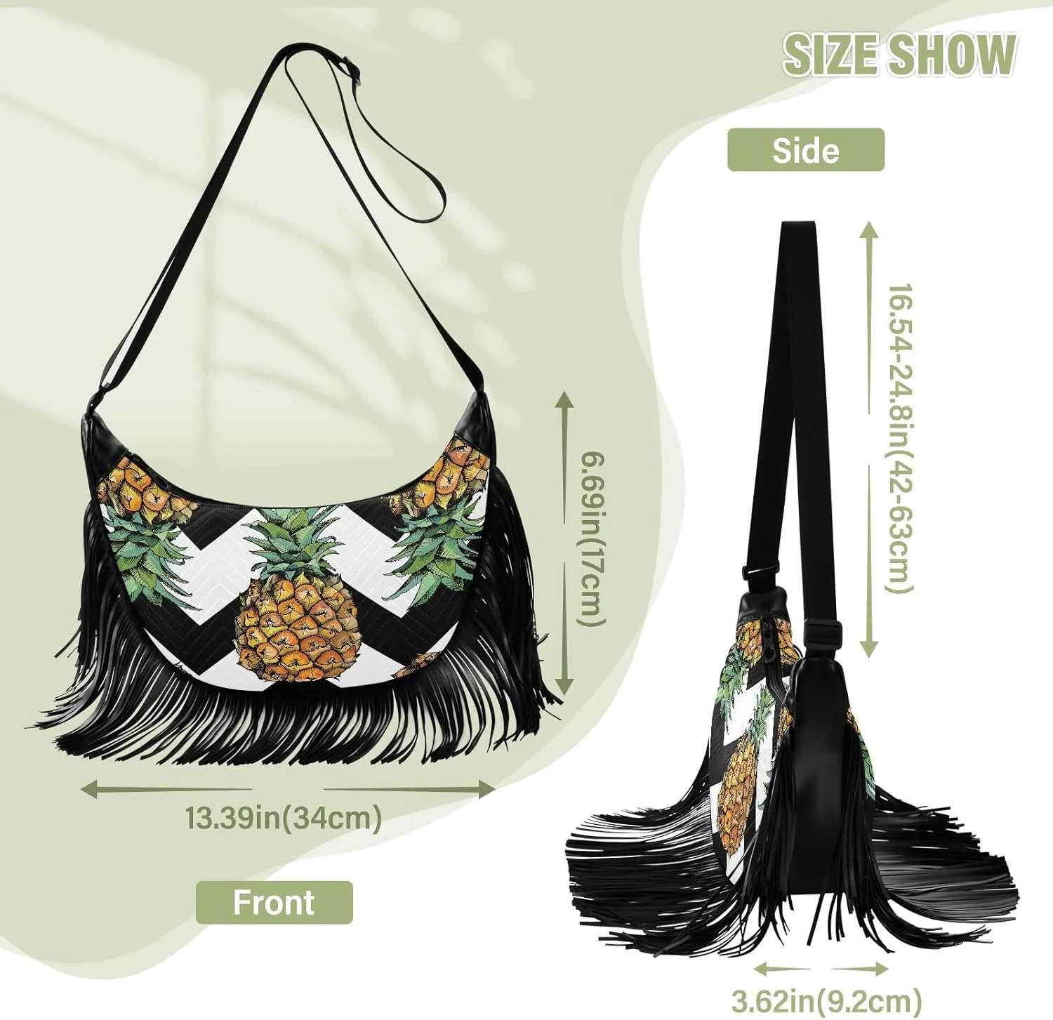 Women's PU Leather Chain Cross Body Bag, Shoulder Handbag Purse with Tassel for Ladies