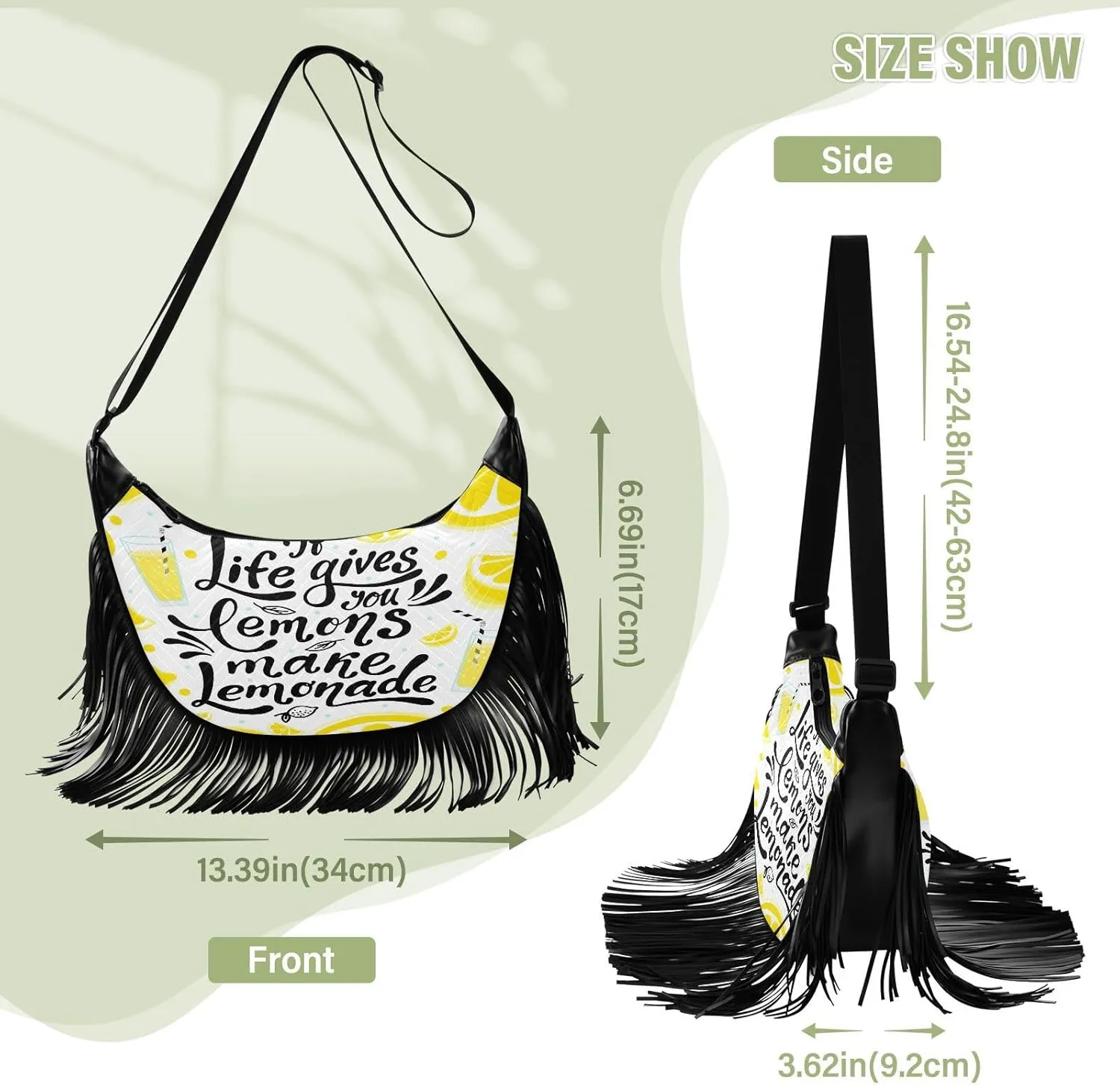 Women's PU Leather Chain Cross Body Bag, Shoulder Handbag Purse with Tassel for Ladies